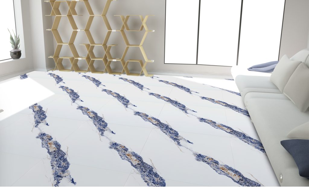 Aplikasi Forte keramik pada interior ruang tamu dengan desain elegan