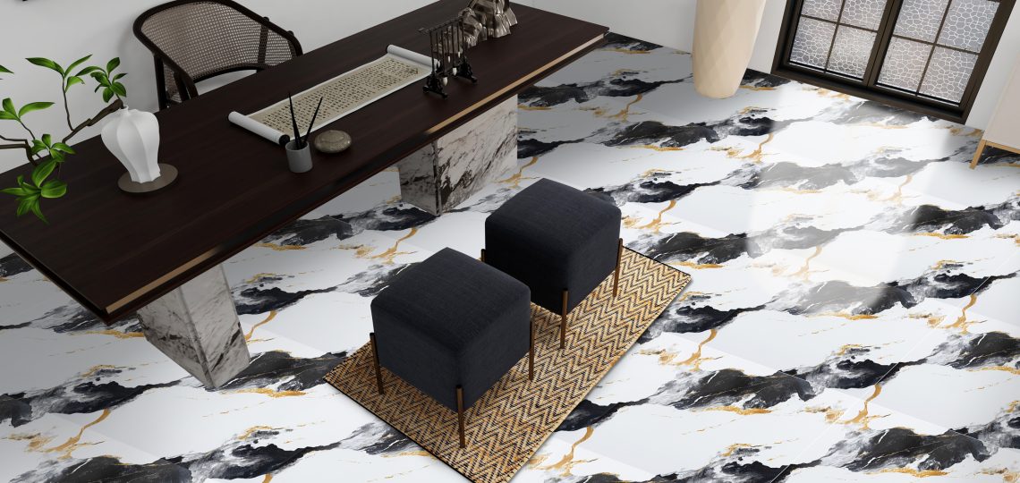 Keramik minimalis large format dengan sambungan seamless
